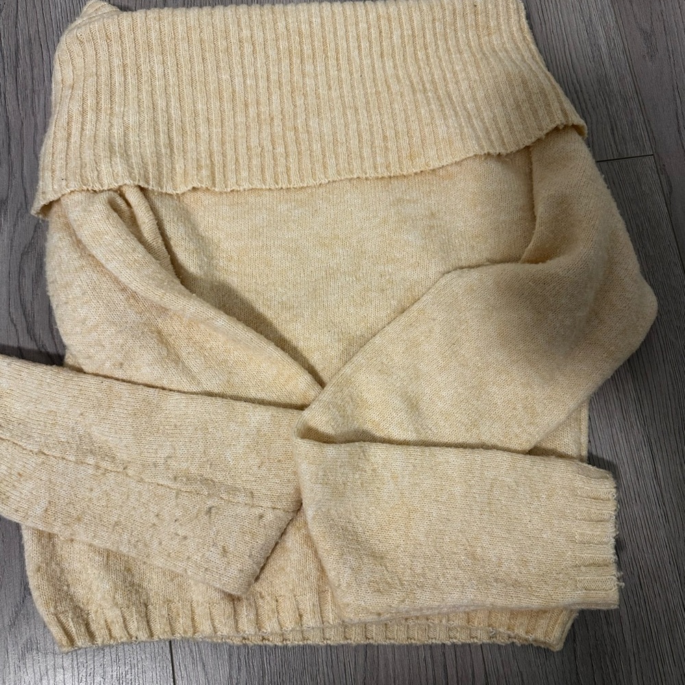 Urban outfitters Cozy Cream Knit off shoulder Sweater